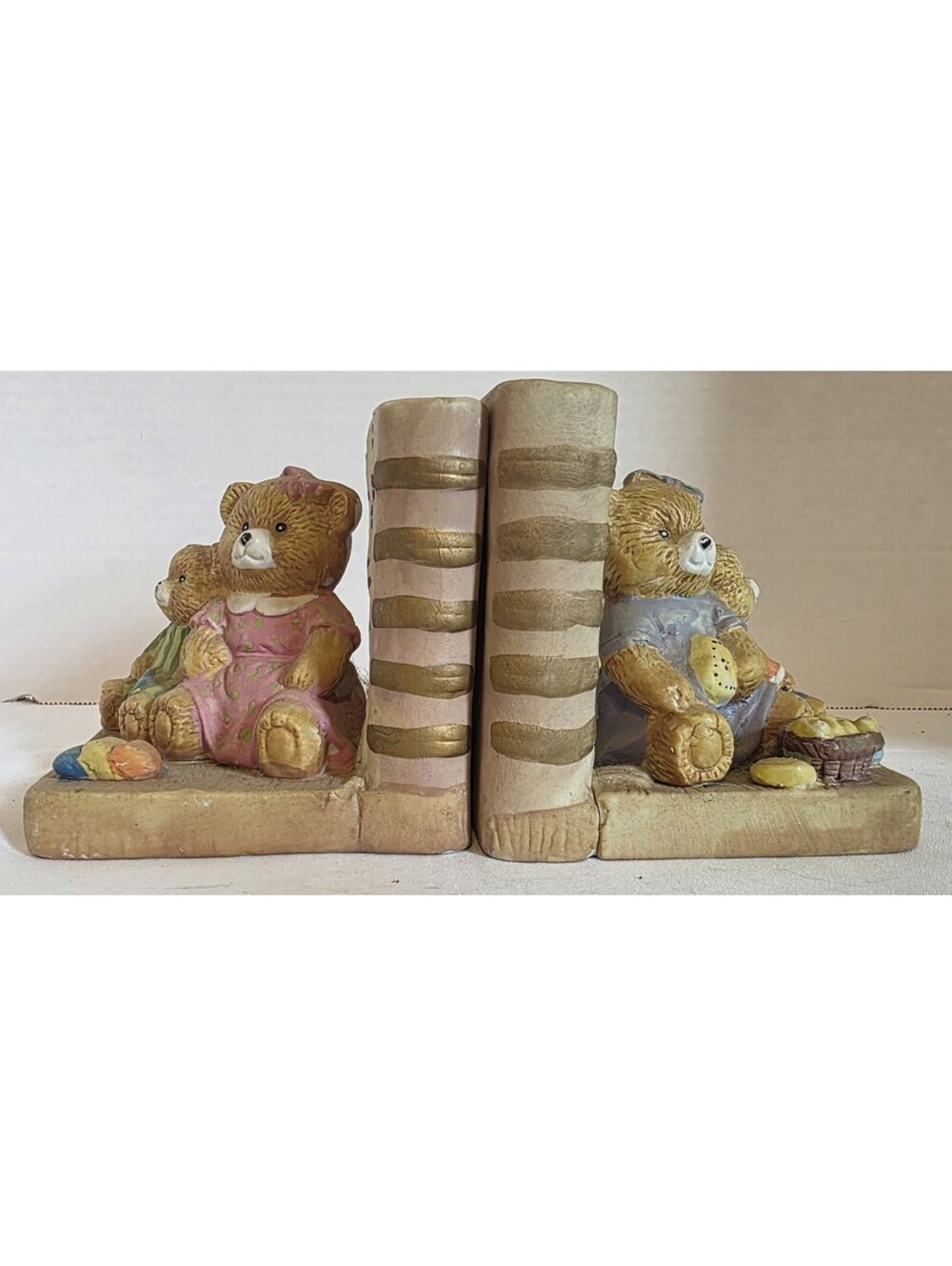 Teddy Bear Book Ends Ceramic Hand Painted Childrens TeddyBear Figurines Hobbyist